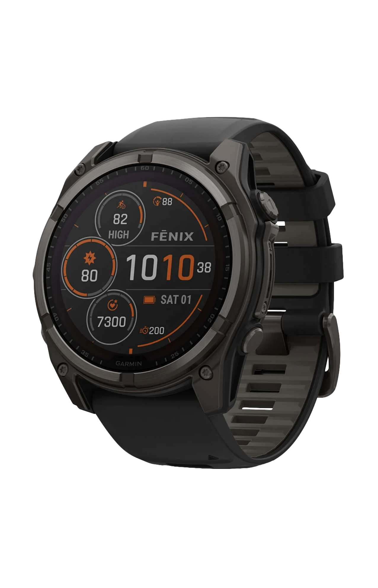 Garmin | FĒNIX&reg; 8 - 51 MM, SOLAR, SAPPHIRE, TITANIO, CARBON GRAY DLC CON CINTURINO IN SILICONE BLACK/PEBBLE GREY - 010-02907-11 (1)