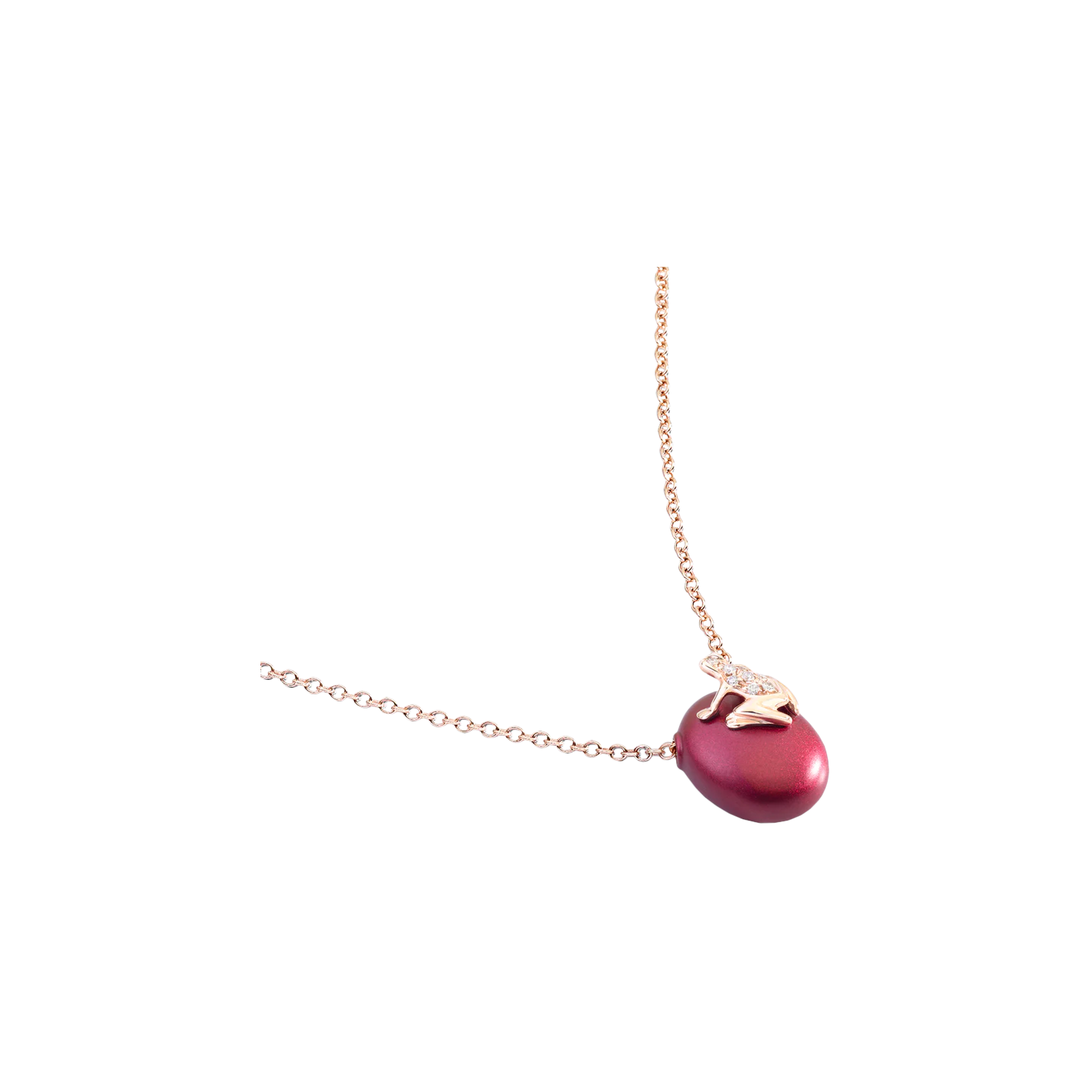 Dada Arrigoni | COLLANA HAPPY FROG ROSSO MAGENTA SATIN IN ORO ROSA E DIAMANTI - DHF02CASRRRDI (1)