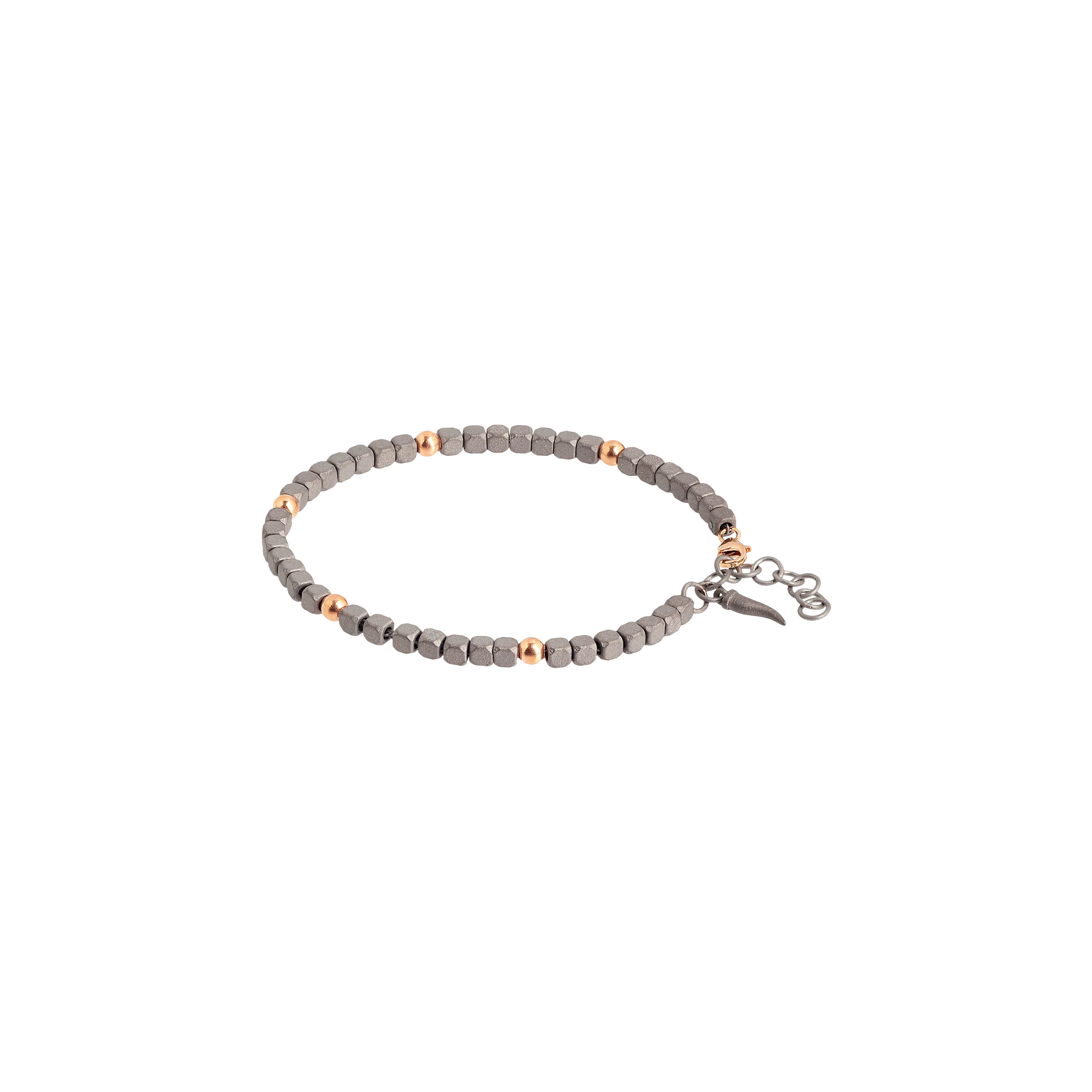 Mano | J . | BRACCIALE UOMO IN TITANIO E 5 SFERE IN ORO ROSSO 9KT - MINBRT5SFRGCUP (1)