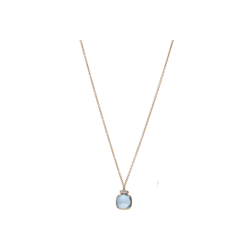 Pomellato | COLLANA NUDO MINI IN ORO ROSA CON TOPAZIO AZZURRO E DIAMANTI - PCC5020O6WHRDB0YY (1)