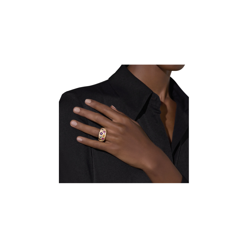 Pomellato | ANELLO ICONICA A FASCIA BOMBATA IN ORO ROSA CON ZAFFIRI MULTICOLOR, RUBINO E AMETISTA - PAC5007O7000000VA (4)