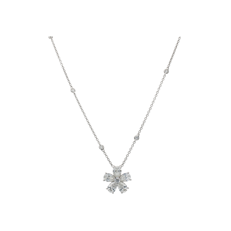 Bartorelli Italian Jewels | COLLANA FIORE IN ORO BIANCO E DIAMANTI BIANCHI - 171-2448 (1)