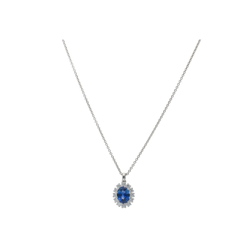 Bartorelli Italian Jewels | COLLANA IN ORO BIANCO CON ZAFFIRO BLU E DIAMANTI BIANCHI - 234-4138-A (1)