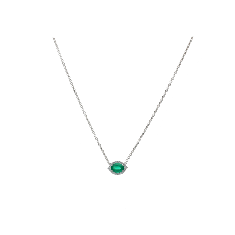 Bartorelli Italian Jewels | COLLANA IN ORO BIANCO CON SMERALDO E DIAMANTI BIANCHI - 372-3071 (1)