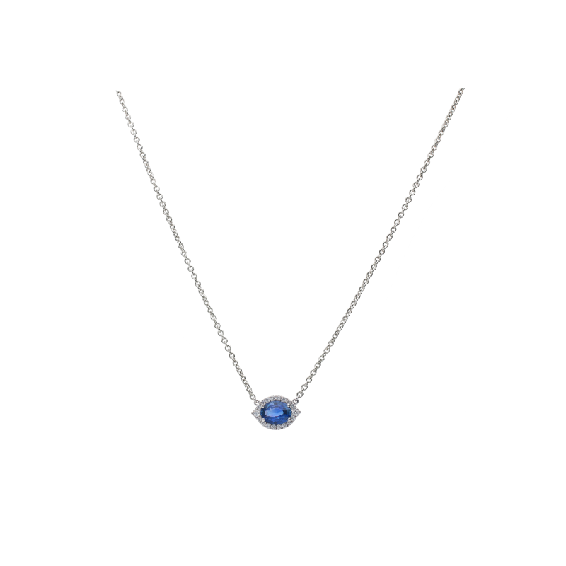 Bartorelli Italian Jewels | COLLANA IN ORO BIANCO CON ZAFFIRO BLU E DIAMANTI BIANCHI - 372-3071 (1)