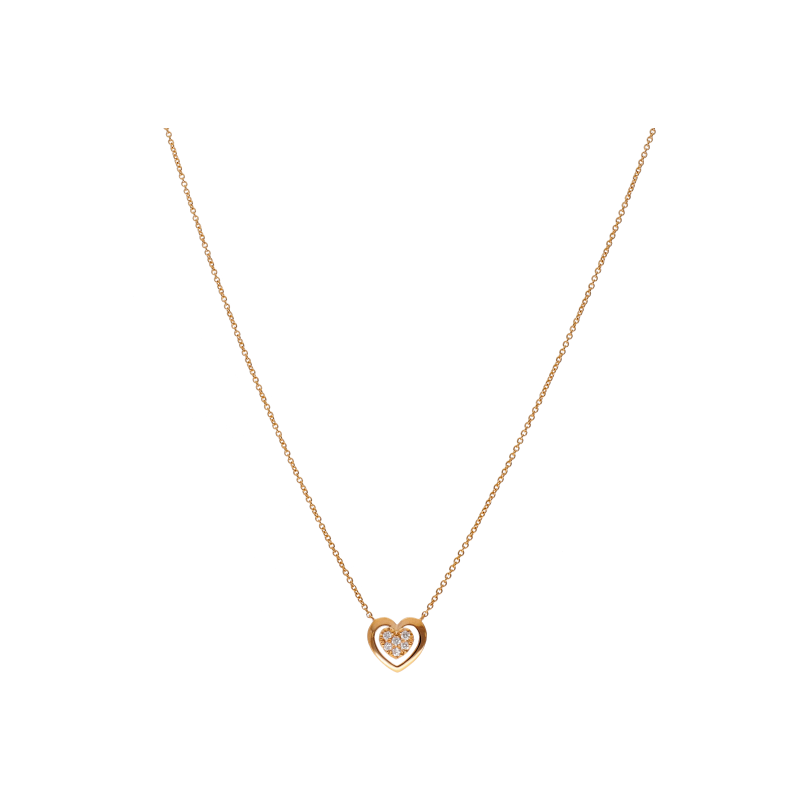 Bartorelli Italian Jewels | GIROCOLLO IN ORO ROSA CON CUORE DI DIAMANTI BIANCHI - 370-XN2031 (1)