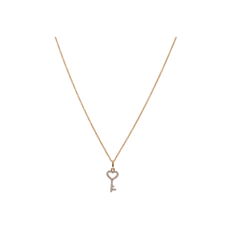 Bartorelli Italian Jewels | COLLANA GIROCOLLO IN ORO ROSA CON PENDENTE CHIAVETTA A CUORE E DIAMANTI - 370-XN2388 (1)