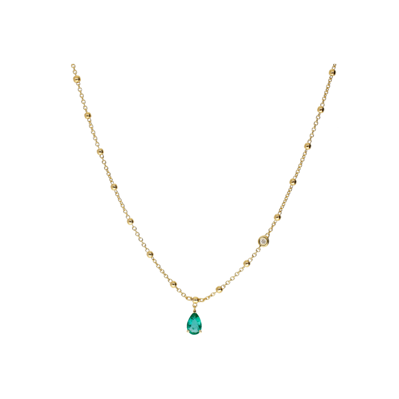 Bartorelli Italian Jewels | COLLANA IN ORO GIALLO CON SMERALDO E DIAMANTE BIANCO - 212-I1261COLORE (1)
