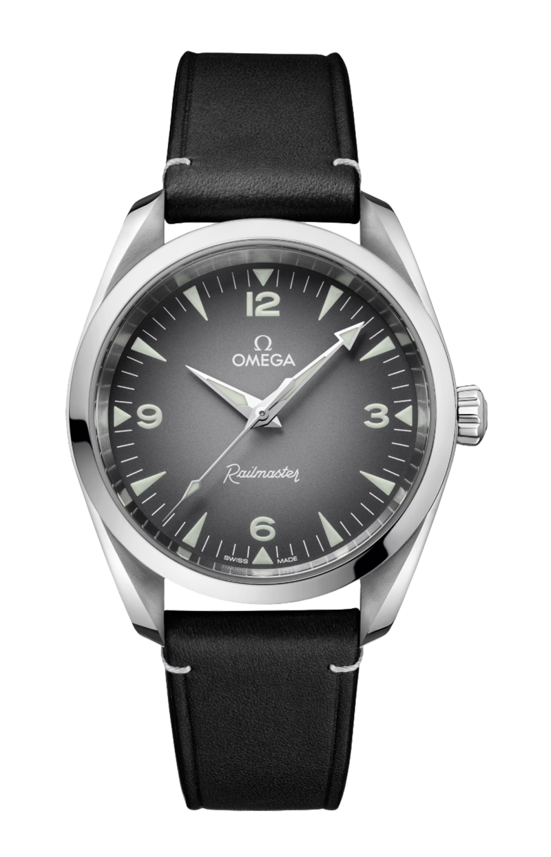 Omega | SEAMASTER RAILMASTER 38 MM, ACCIAIO SU PELLE - 235.12.38.20.06.001 (1)