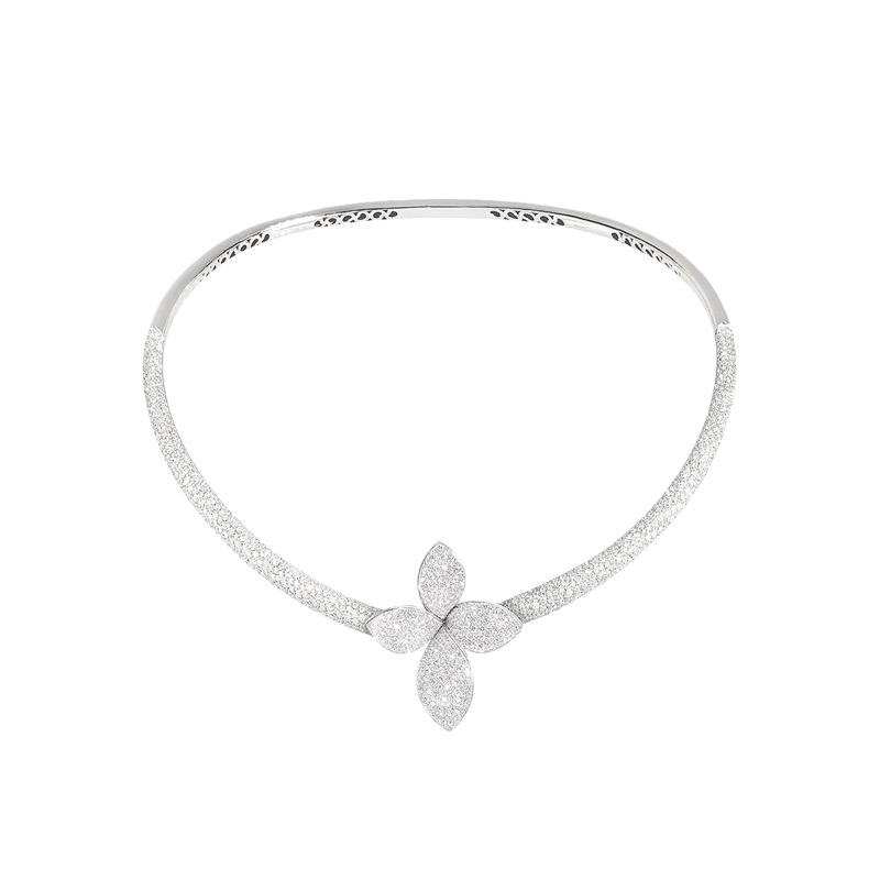 Pasquale Bruni | COLLANA RIGIDA GIARDINI SEGRETI IN ORO BIANCO FULL PAV&Eacute; DI DIAMANTI - 16465B (1)