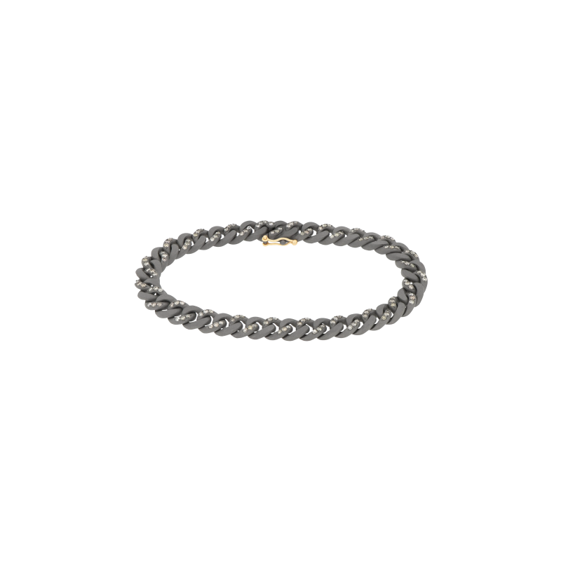 Mano | J . | BRACCIALE GROUMETTE ALTERNATO IN TITANIO CON DIAMANTI BROWN E ORO 18 KT - GR6BRALTBROSN (1)