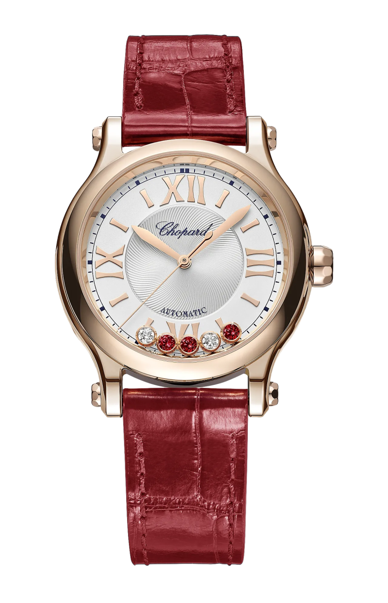 Chopard | HAPPY SPORT 33 MM, AUTOMATICO, ORO ETICO ROSA, DIAMANTI, RUBINI - 275378 (1)