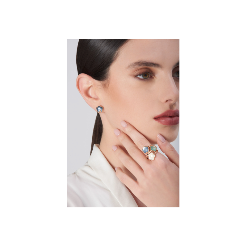 Pasquale Bruni | ORECCHINI PETIT JOLI LUNAIRE IN ORO ROSA CON GEMMA BLU NOTTE LUNAIRE E DIAMANTI - 16685R (2)