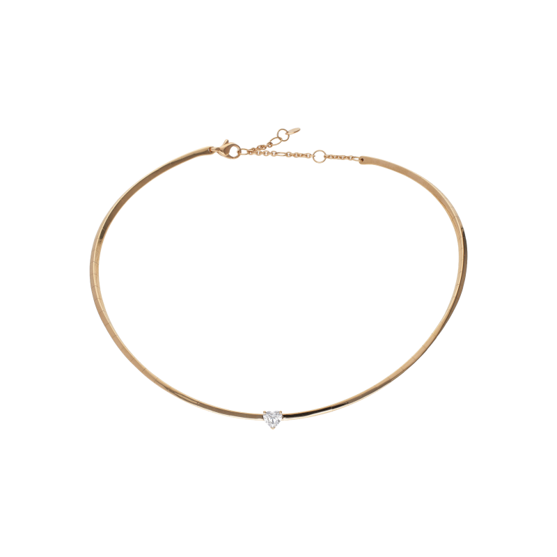 Bartorelli Italian Jewels | COLLANA GIROCOLLO SEMIRIGIDO IN ORO ROSA CON DIAMANTE CUORE CERTIFICATO - 216-CR1223-H (1)