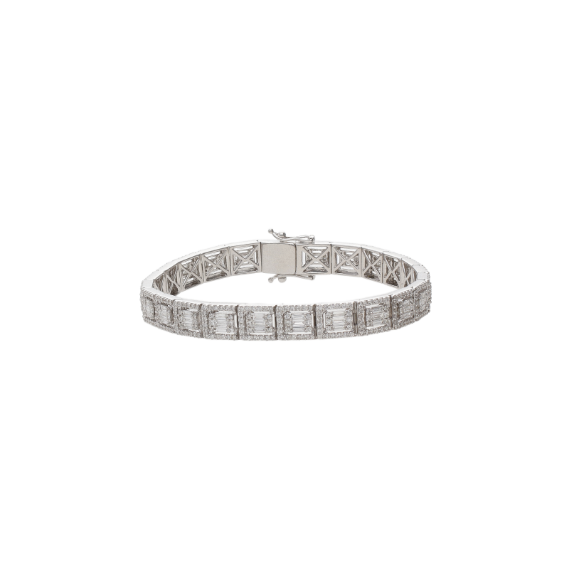 Bartorelli Italian Jewels | BRACCIALE RETRO' IN ORO BIANCO FULL PAV&Eacute; DI DIAMANTI - 035-VB29757 (1)