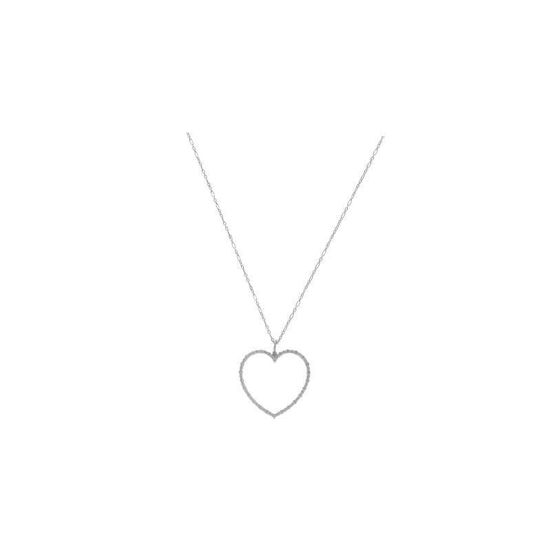 Bartorelli Italian Jewels | COLLANA GIROCOLLO IN ORO BIANCO CON PENDENTE CUORE SILHOUETTE IN DIAMANTI - 065-4447 (1)