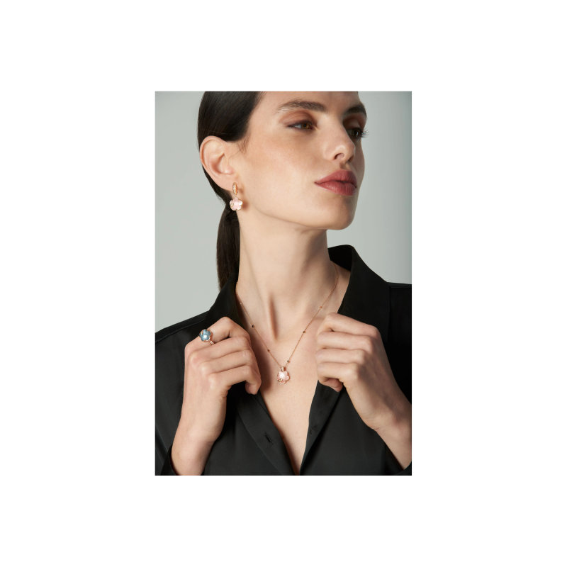 Pasquale Bruni | COLLANA PETIT JOLI LUNAIRE IN ORO ROSA CON CALCEDONIO ROSA, PIETRA DI LUNA BIANCA E DIAMANTI - 16594R (2)