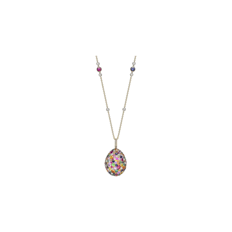 Faberg&eacute; | COLLANA EMOTION CON CIONDOLO A FORMA DI UOVO IN ORO GIALLO DIAMANTI E PIETRE MULTICOLOR - 1009FP1824 (1)