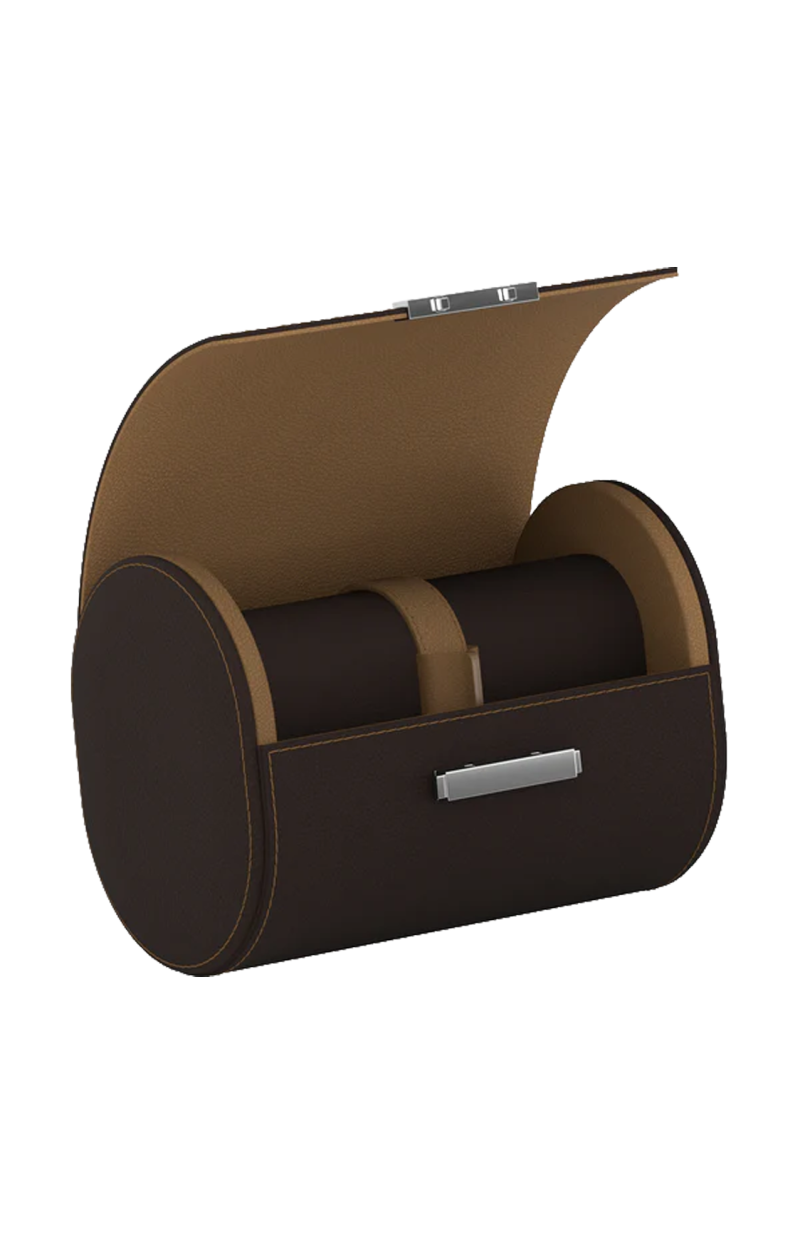 Scatola Del Tempo | POCHETTE 2 ASTUCCIO PER OROLOGI IN PELLE CIOCCOLATO/CASTAGNO (1)