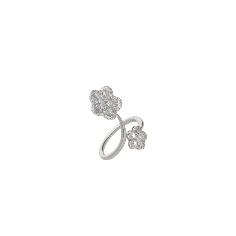 Bartorelli Italian Jewels | ANELLO IN ORO BIANCO CON FIORI DI DIAMANTI BIANCHI - BAAN305 (1)