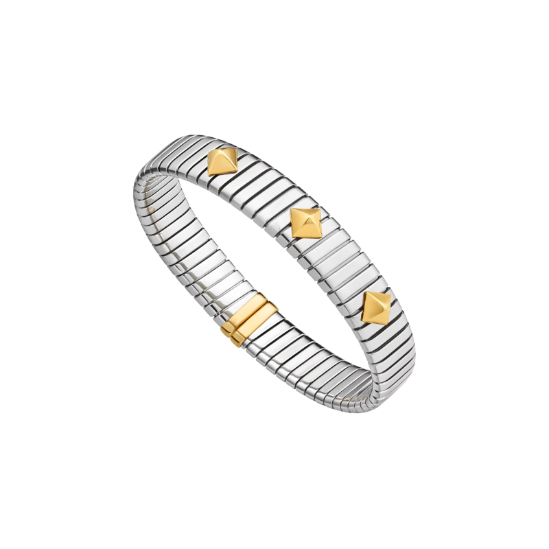 Bulgari | BRACCIALE BVLGARI TUBOGAS GOLD & STEEL IN ACCIAIO INOSSIDABILE CON BORCHIE IN ORO GIALLO 18 KT - BR860869 (1)