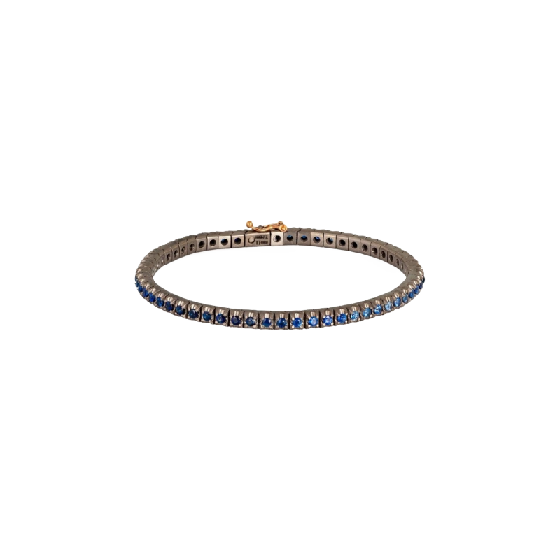 Mano | J . | BRACCIALE TENNIS CLASSICO IN TITANIO, ORO ROSSO 18 KT E ZAFFIRI BLU DA 3 PUNTI - MINTENBRTZAFBR3PT (1)