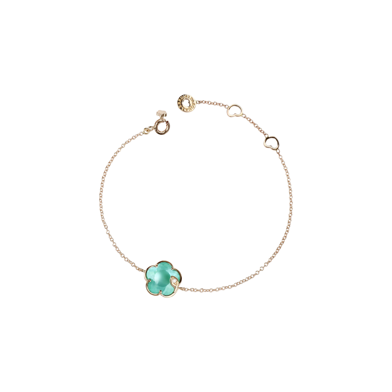 Pasquale Bruni | BRACCIALE PETIT JOLI IN ORO ROSA CON PIETRA LUNAR GARDEN IN AGATA VERDE E PIETRA DI LUNA BIANCA E DIAMANTE - 16786R (1)