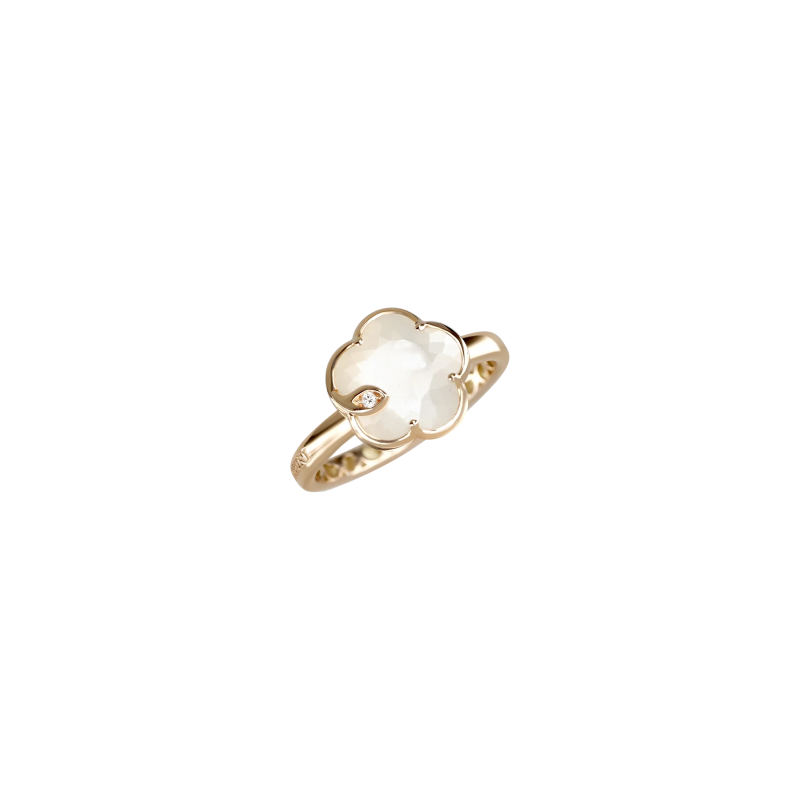 Pasquale Bruni | ANELLO PETIT JOLI IN ORO ROSA CON GEMMA PEARL OF THE MOON IN MADREPERLA E PIETRA DI LUNA BIANCA E DIAMANTE - 16783R (1)
