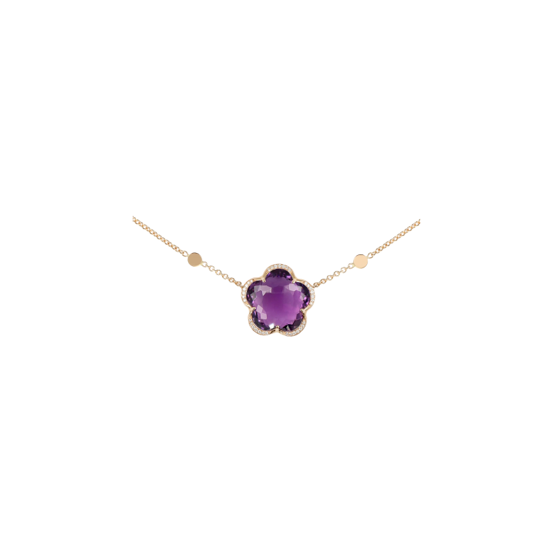 Pasquale Bruni | COLLANA BON TON IN ORO ROSA CON AMETISTA E DIAMANTI - 16810R (1)