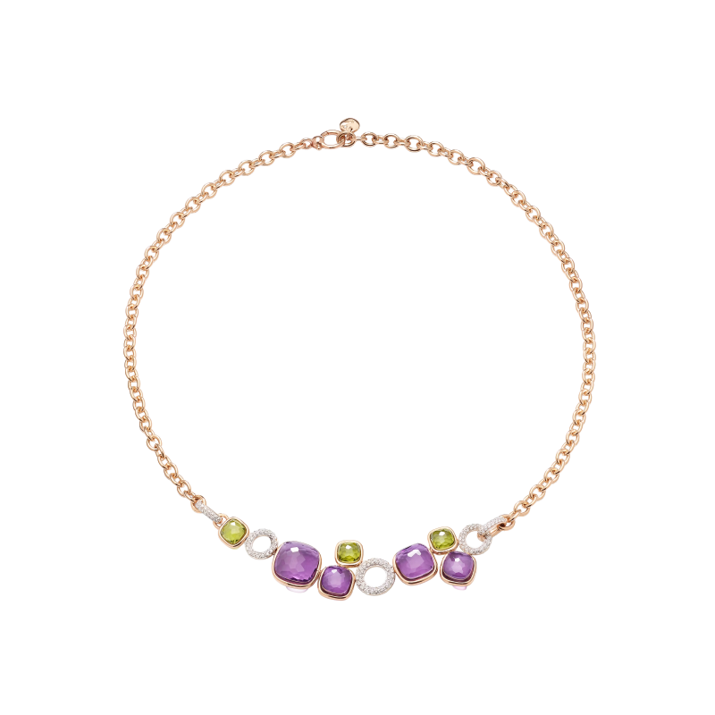 Pomellato | COLLANA NUDO IN ORO ROSA E BIANCO CON AMETISTE, PERIDOTI E DIAMANTI - PCC6021O6WHRBPEIY (1)