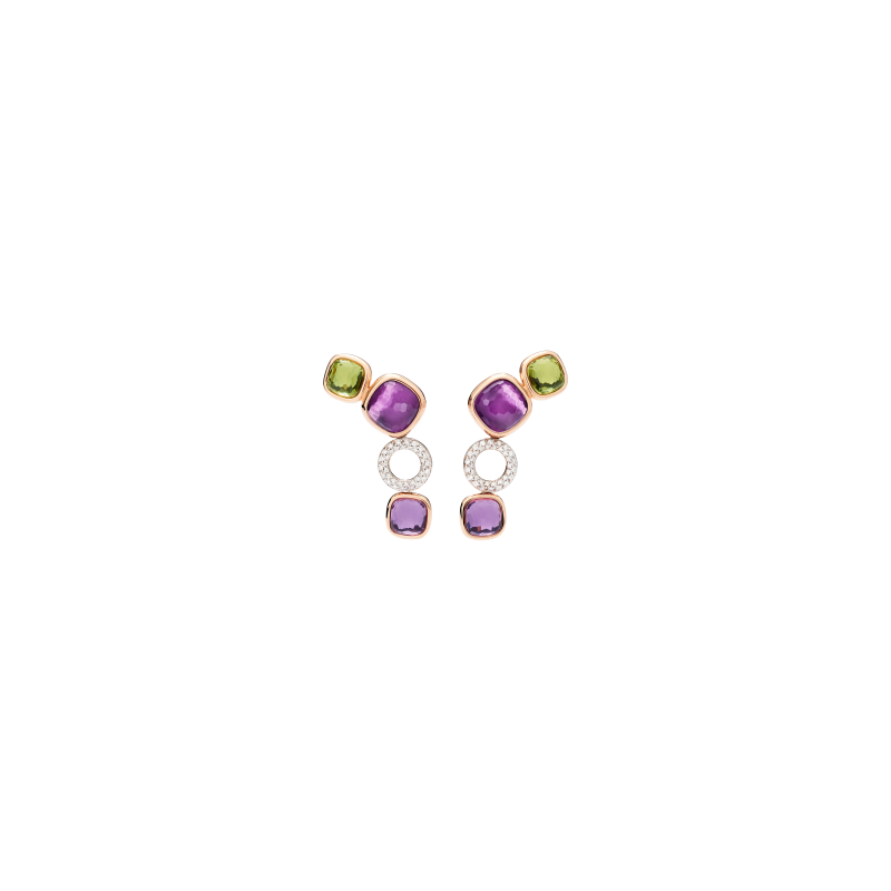 Pomellato | ORECCHINI NUDO IN ORO ROSA E BIANCO CON AMETISTE, PERIDOTI E DIAMANTI - POC6021O6WHRBPEIY (1)