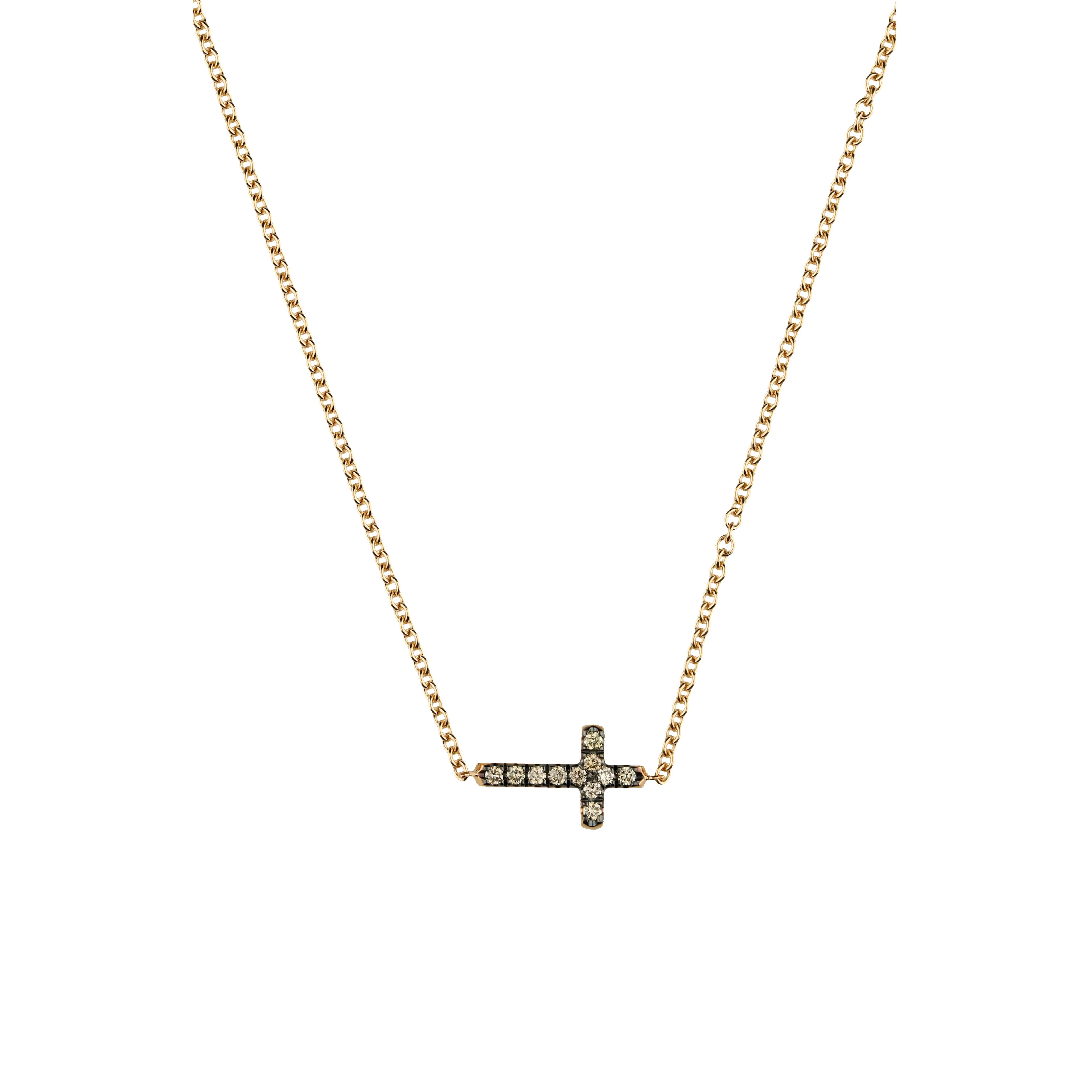 Bartorelli Italian Jewels | Collana Croce in oro rosa e diamanti brown - FC1692R002N (1)