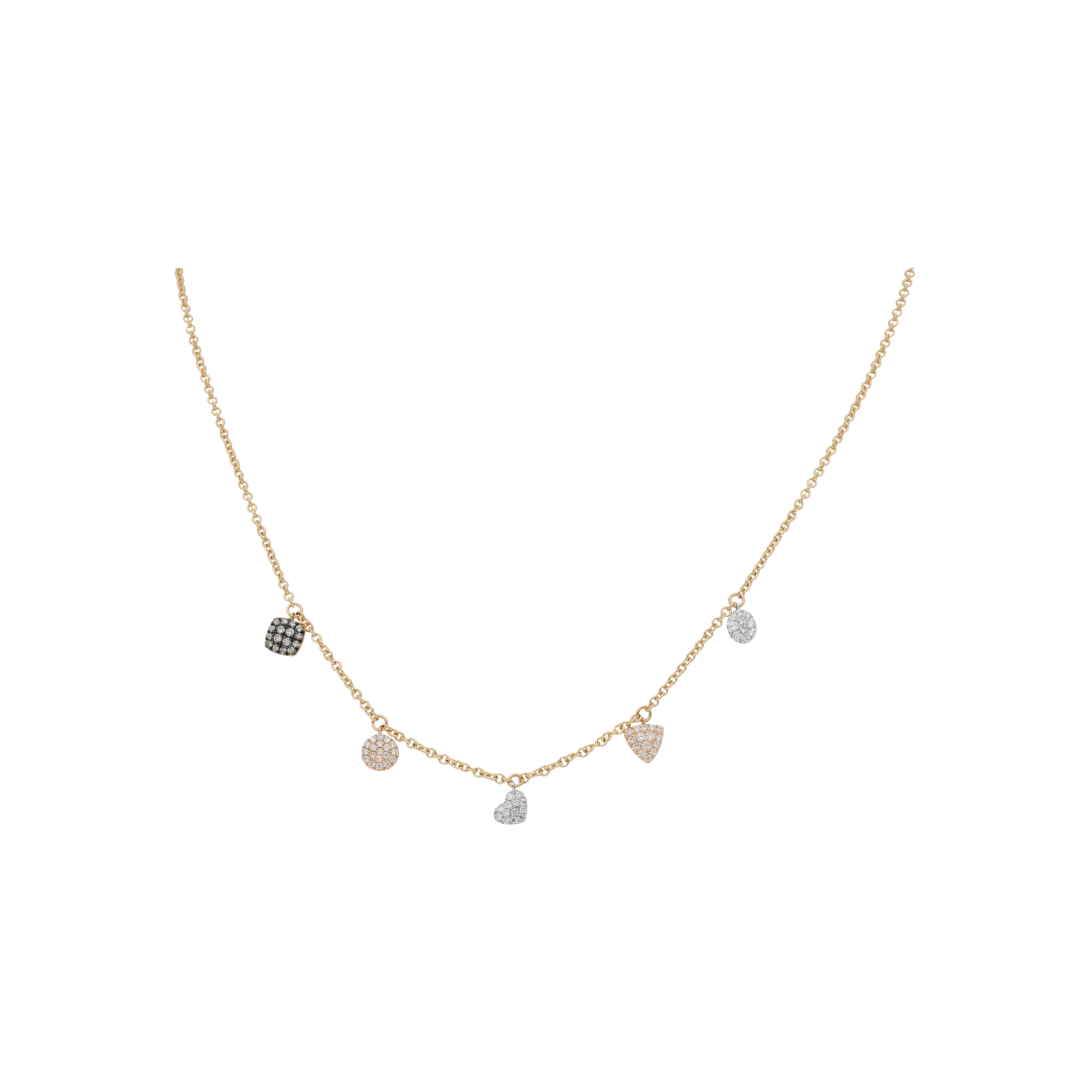 Bartorelli Italian Jewels | COLLANA GIROCOLLO IN ORO ROSA CON CIONDOLI, DIAMANTI BIANCHI E DIAMANTI BROWN - FC3759R002001 (1)
