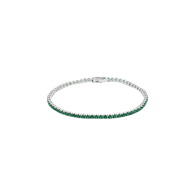 Bartorelli Italian Jewels | BRACCIALE TENNIS IN ORO BIANCO CON SMERALDI - BBE3603SB (1)