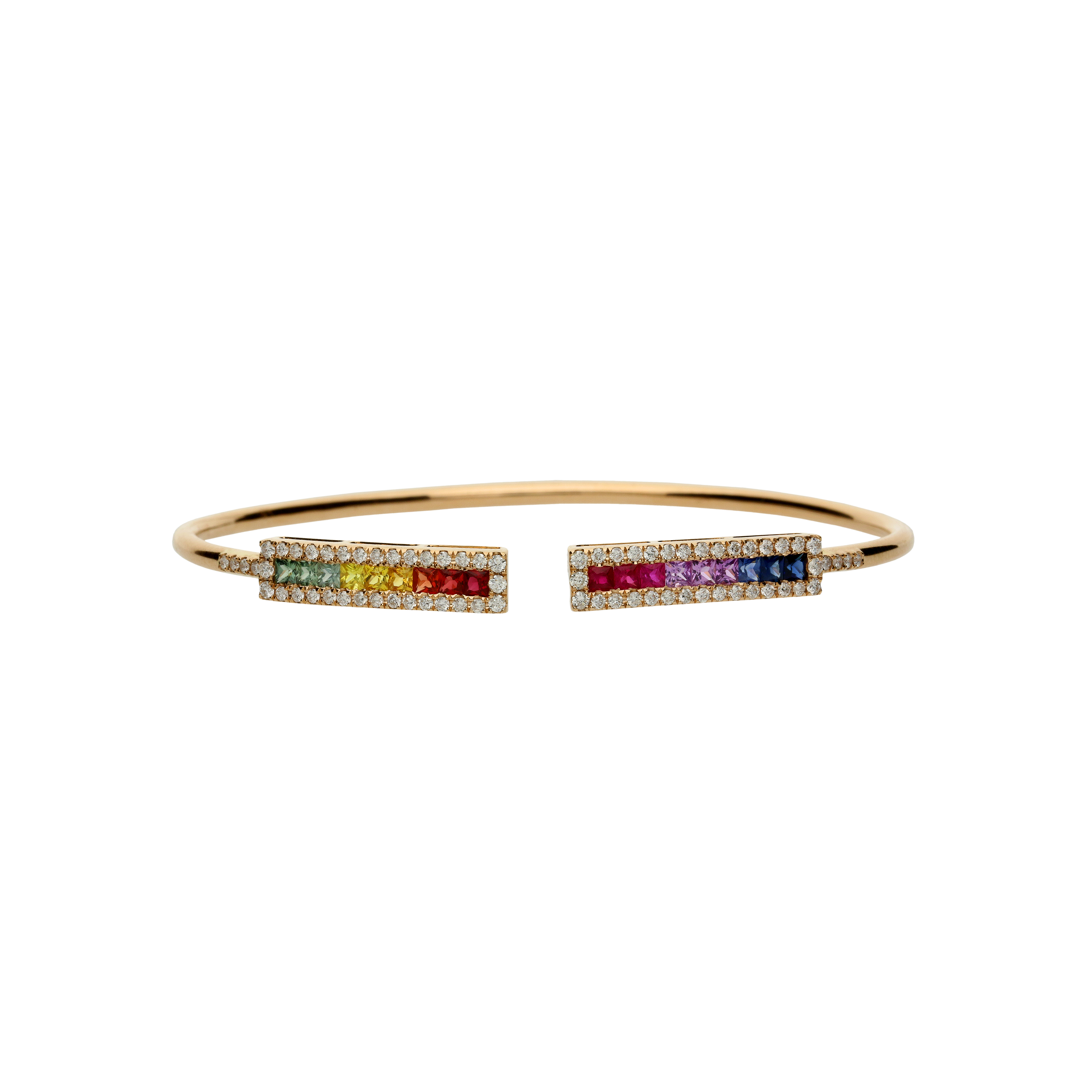 Bartorelli Italian Jewels | BRACCIALE RIGIDO IN ORO ROSA CON ZAFFIRI MULTICOLOR E DIAMANTI BIANCHI - KB1018/MS (1)