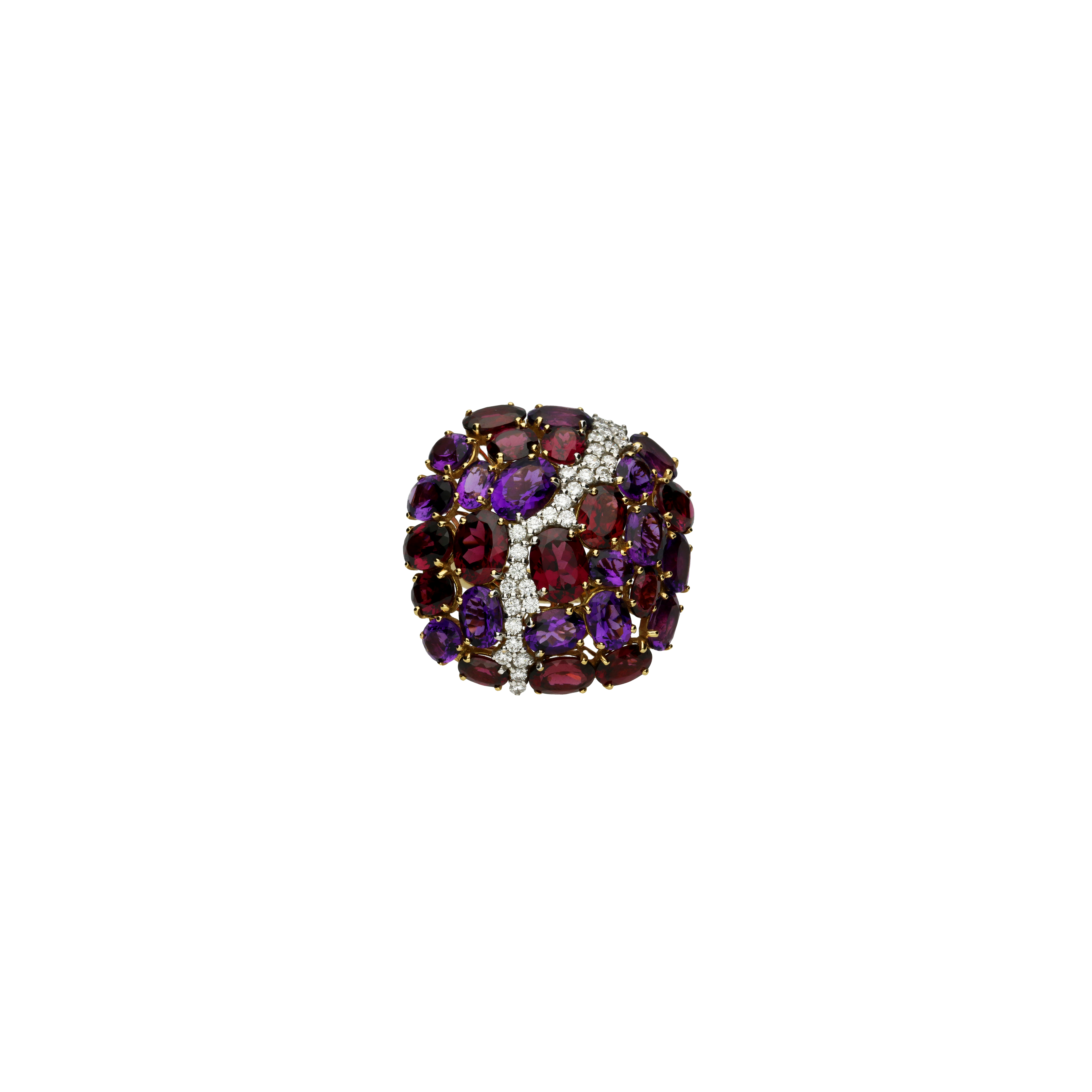 Bartorelli Italian Jewels | Anello in oro rosa, diamanti bianchi, ametiste e granato rodolite - MX328AME/R0D (2)