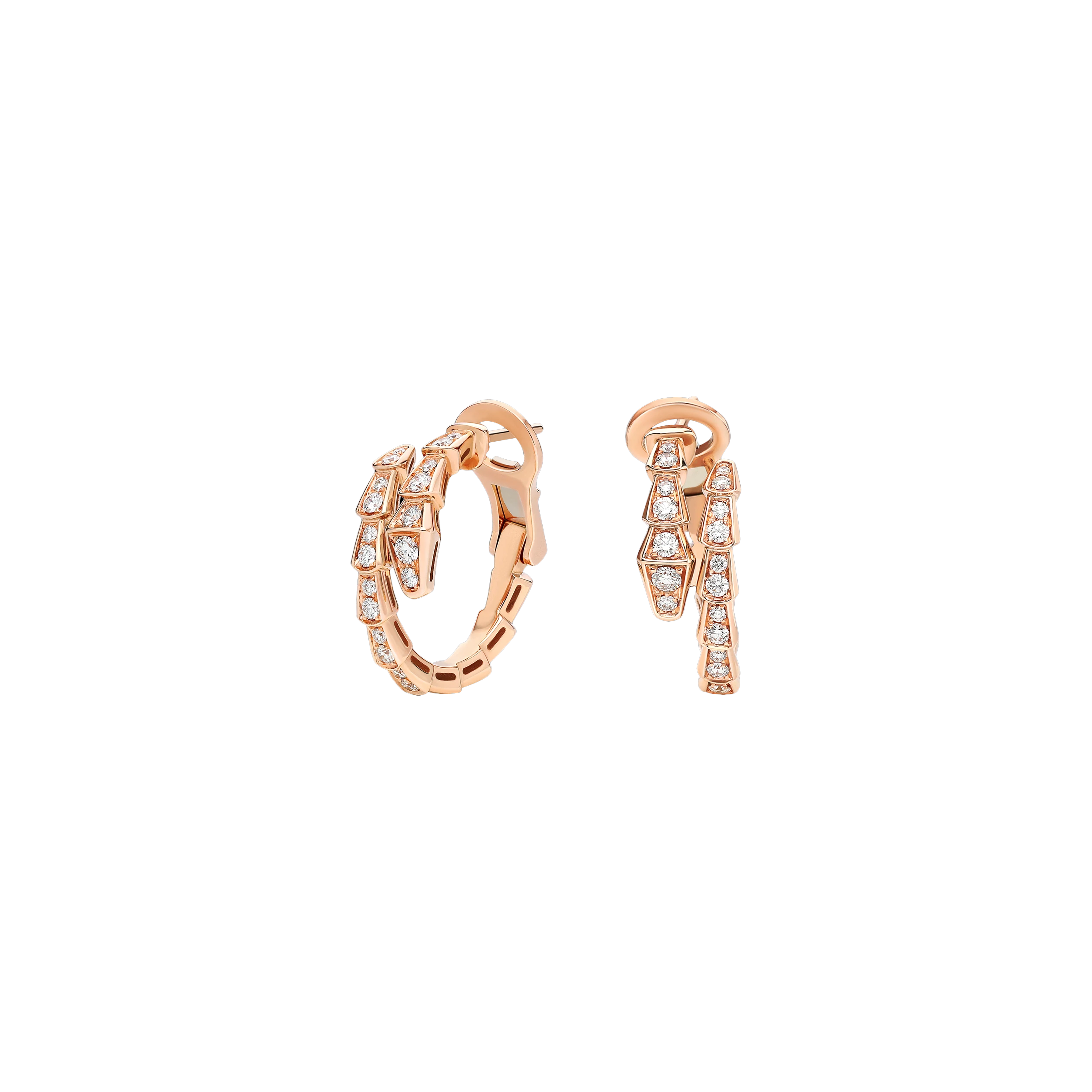 Bulgari | SERPENTI VIPER ORECCHINI IN ORO ROSA CON PAV&Egrave; DI DIAMANTI - OR859271 (1)