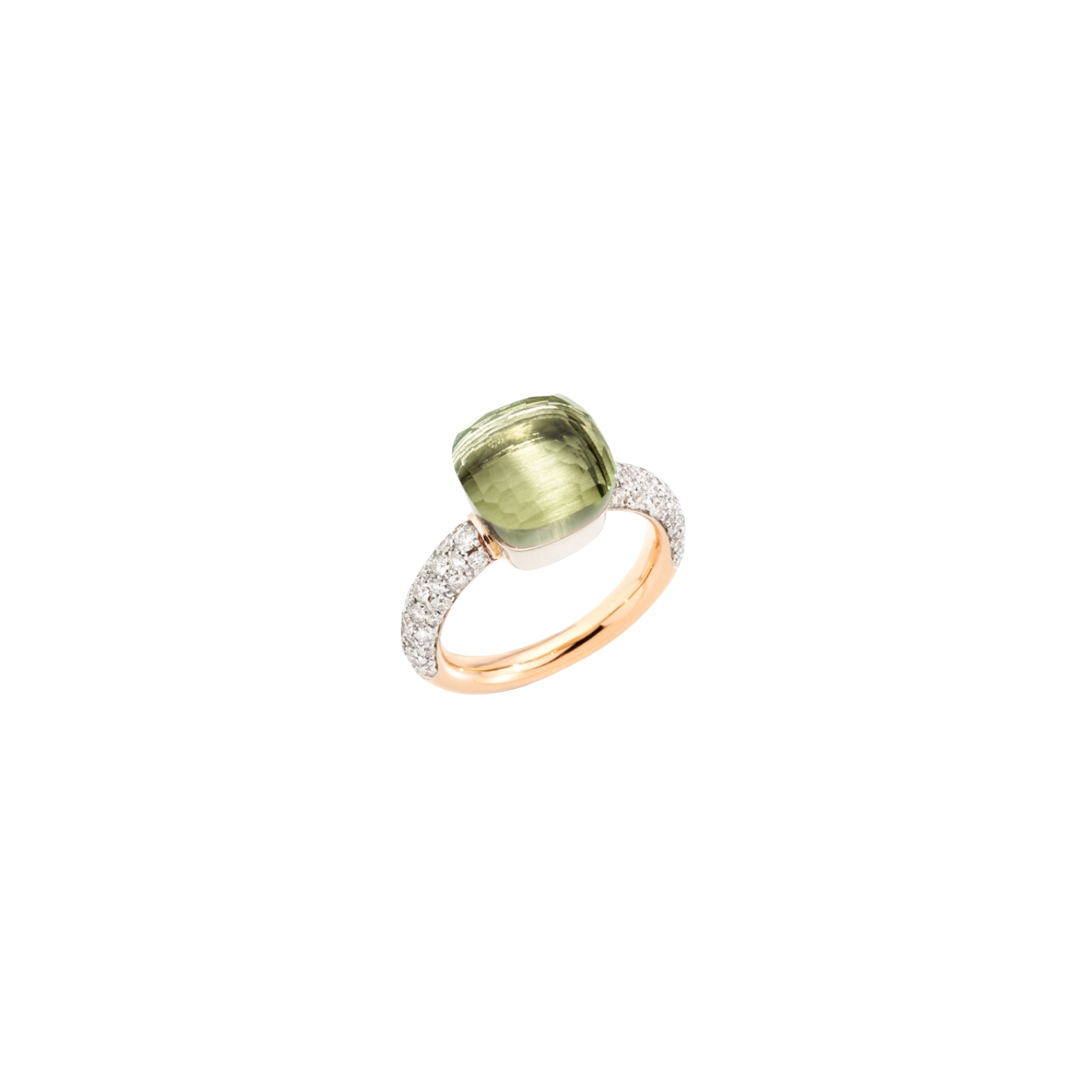 Pomellato | POMELLATO - ANELLO NUDO CLASSIC IN ORO ROSA E BIANCO CON PRASIOLITE E DIAMANTI - PAC0040O6WHRDB0PA - PAC0040O6WHRDB0PA (1)
