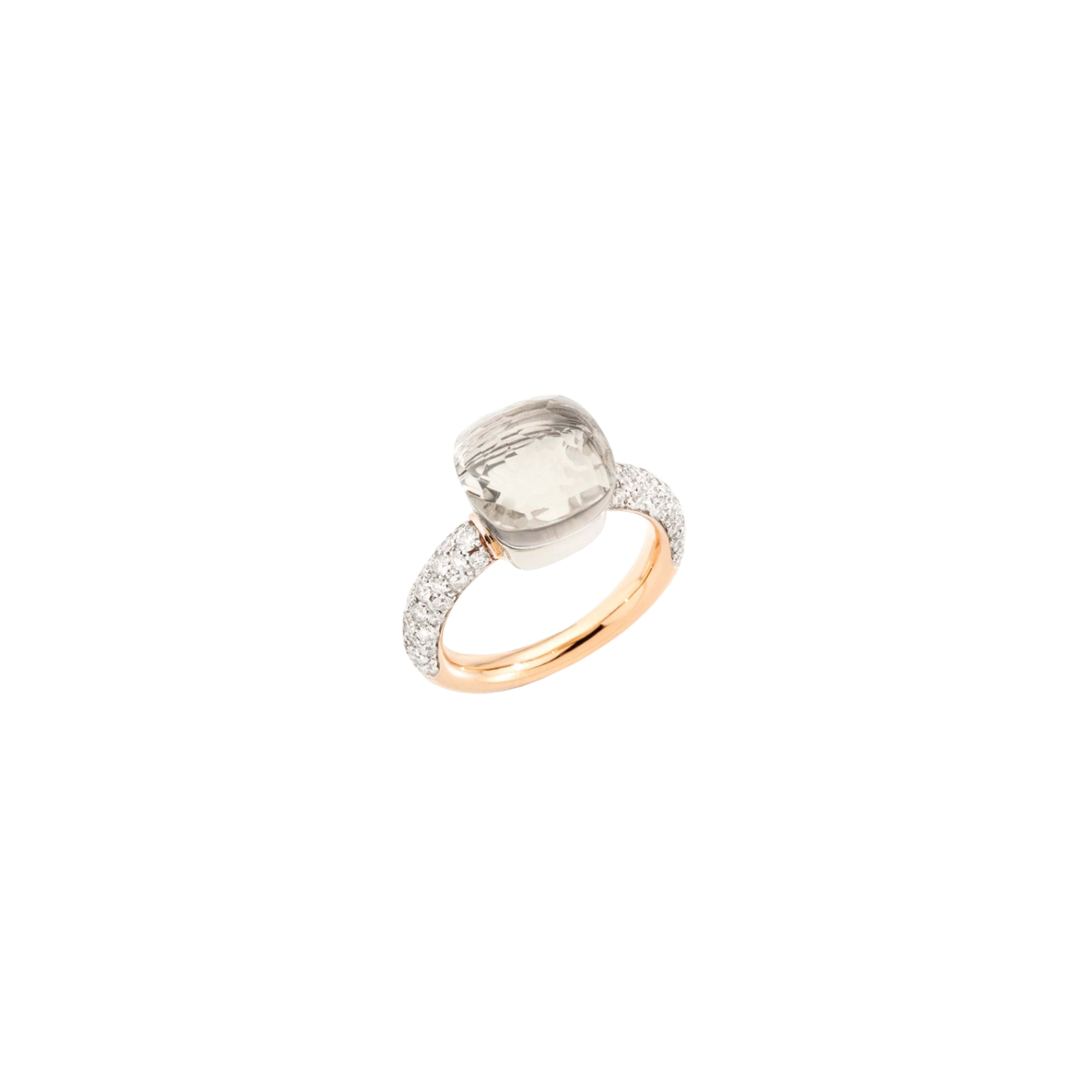 Pomellato | POMELLATO - ANELLO NUDO CLASSIC IN ORO ROSA E BIANCO CON TOPAZIO BIANCO E DIAMANTI - PAC0040O6WHRDB0TB - PAC0040O6WHRDB0TB (1)