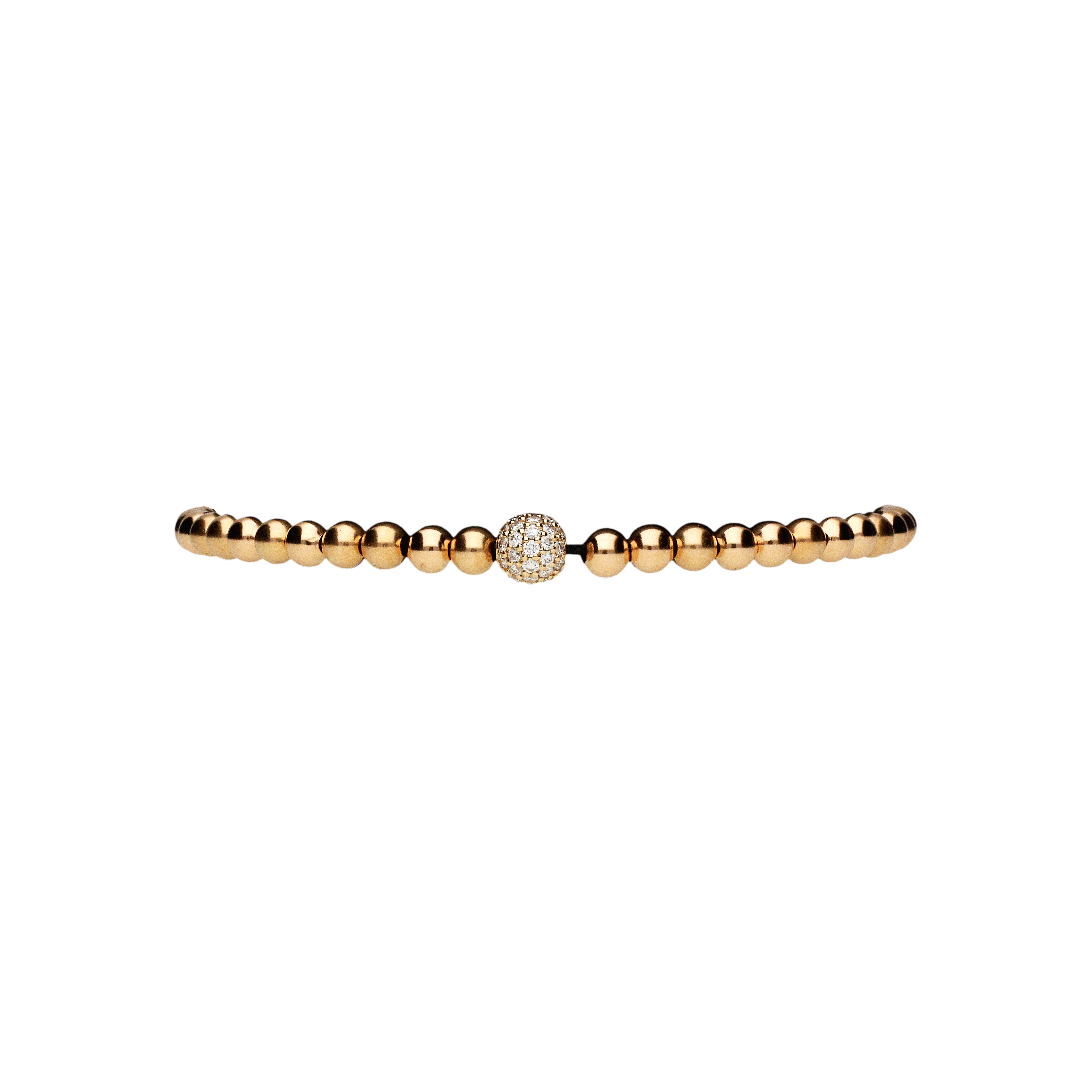 Bartorelli Italian Jewels | Bracciale in oro rosa 18 carati e cordino nero con diamanti bianchi taglio brillante - PB08153D6P (1)