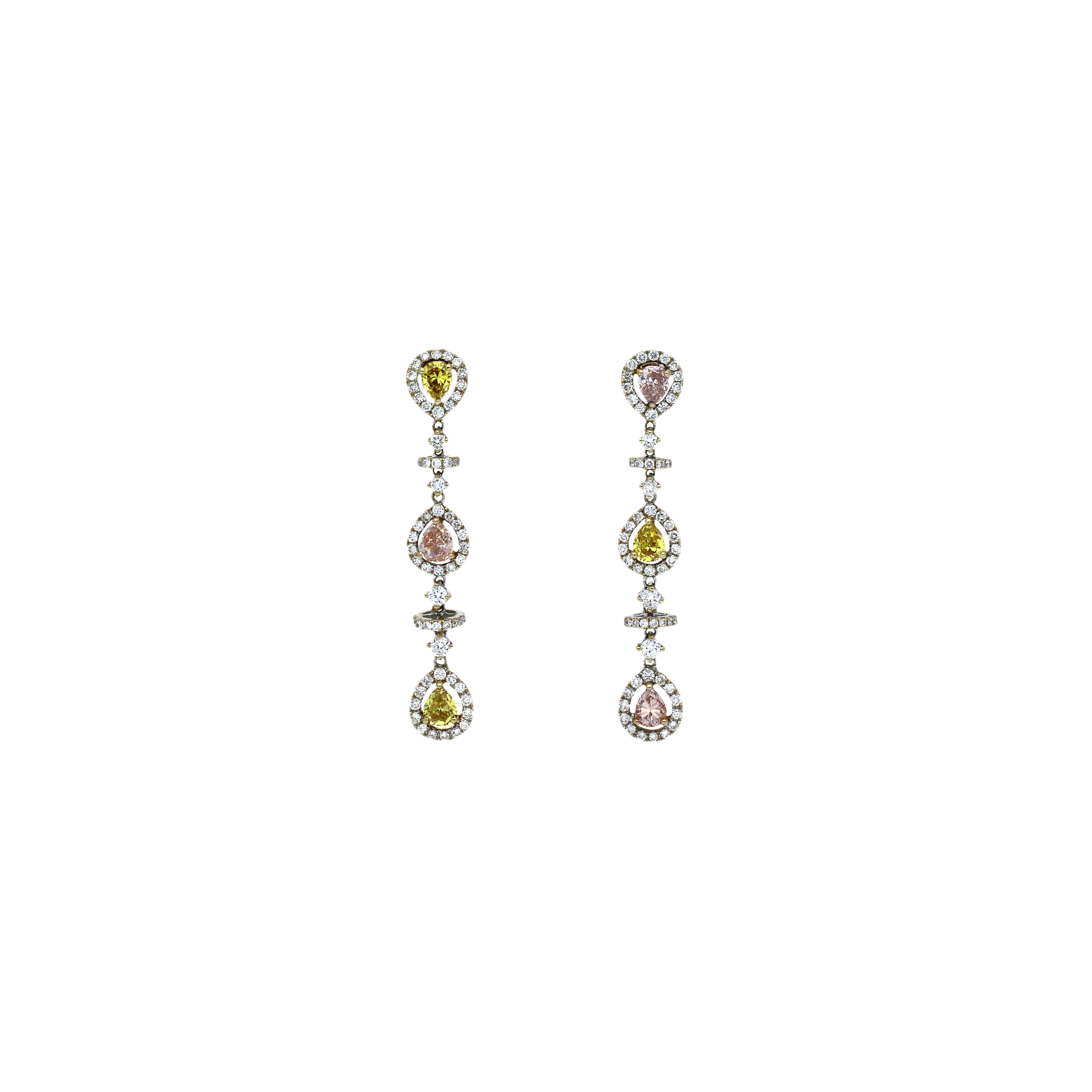 Bartorelli Italian Jewels | Orecchini in oro bianco 18 carati con diamanti bianchi taglio brillante e diamanti fancy taglio goccia - PE41964DFD X (1)
