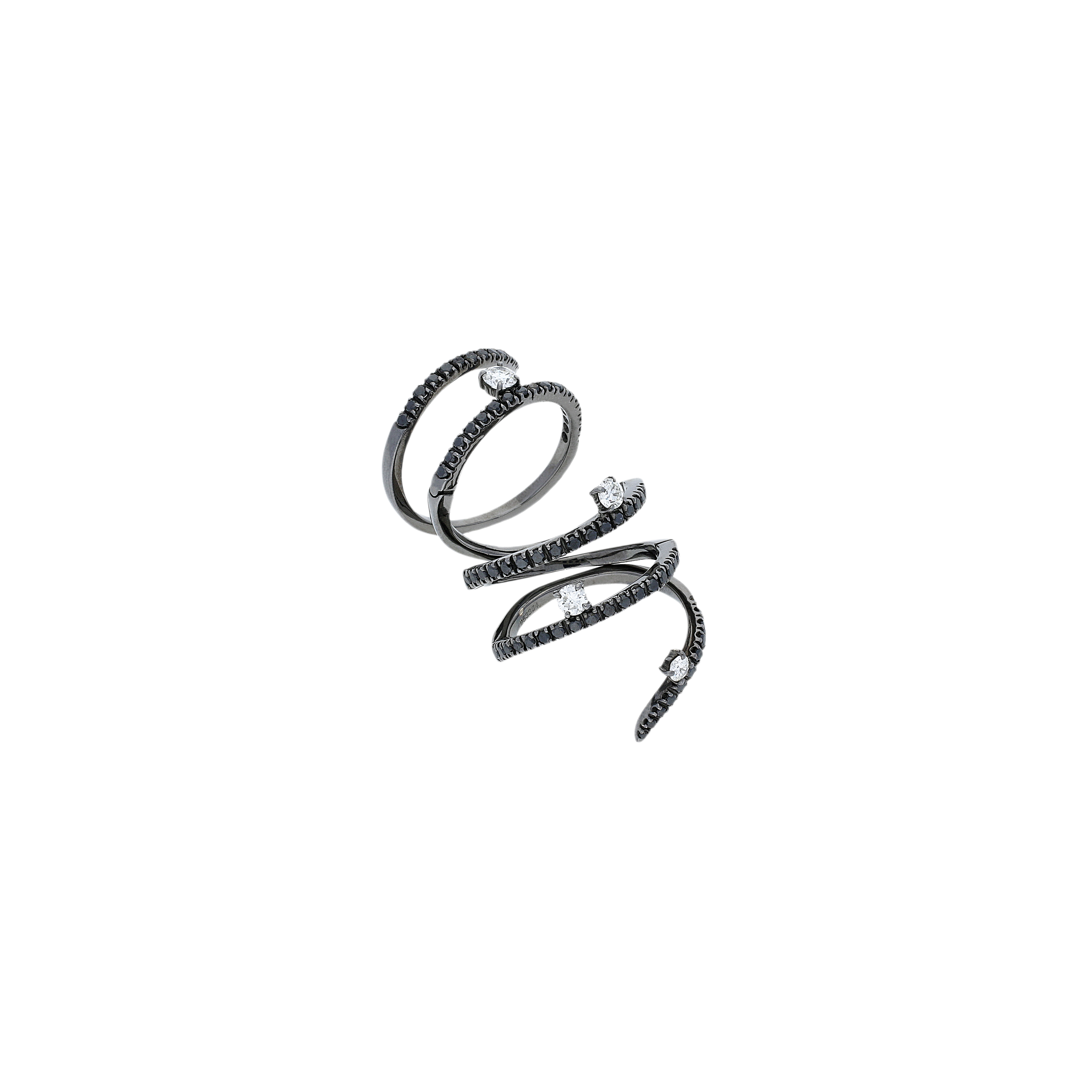 Bartorelli Italian Jewels | Magic Snake - Anello in oro brunito 18 carati,diamanti neri e diamanti bianchi taglio brillante - SK-5475A*BN- (1)