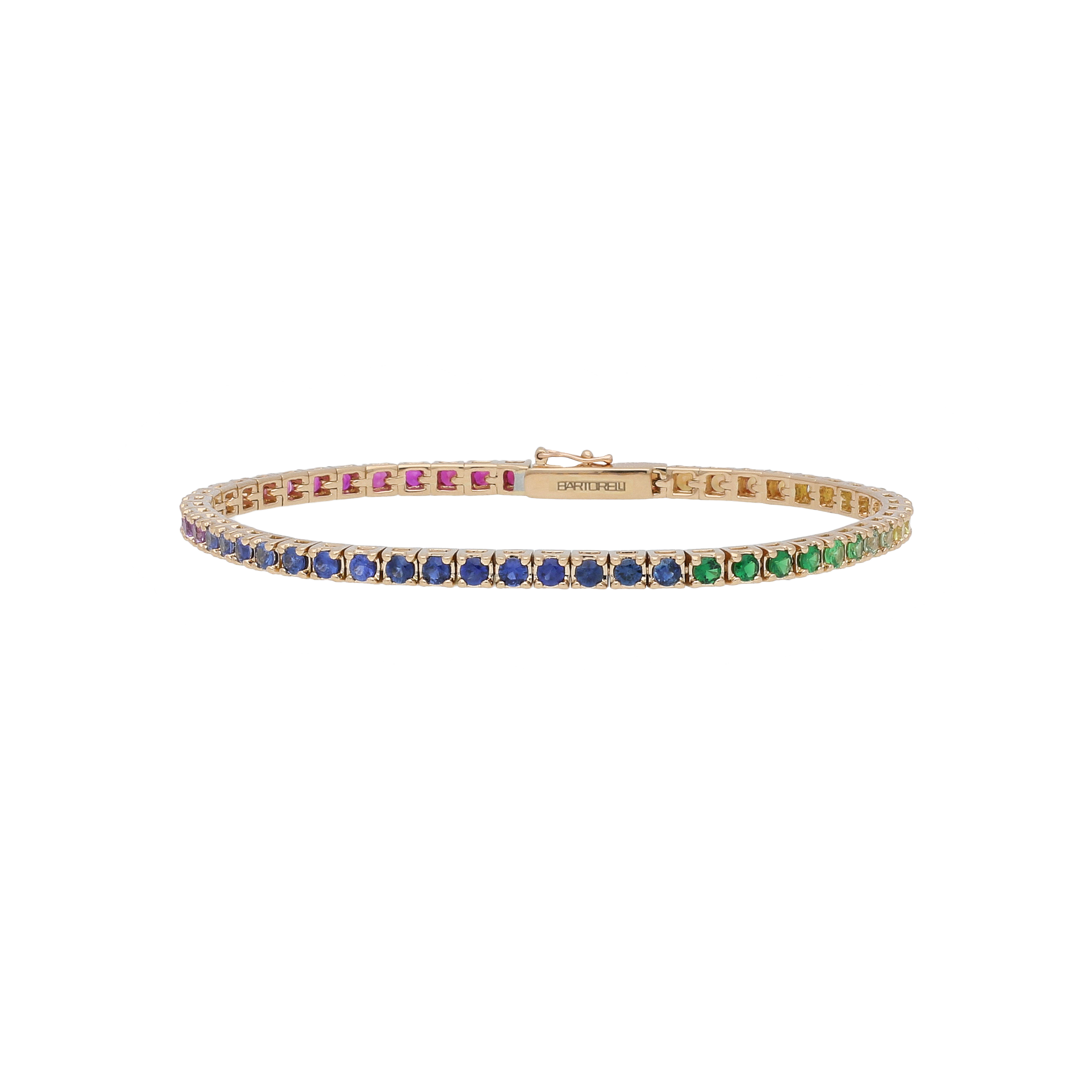 Bartorelli Italian Jewels | BRACCIALE TENNIS IN ORO ROSA CON ZAFFIRI MULTICOLOR - VB23006SXP (1)