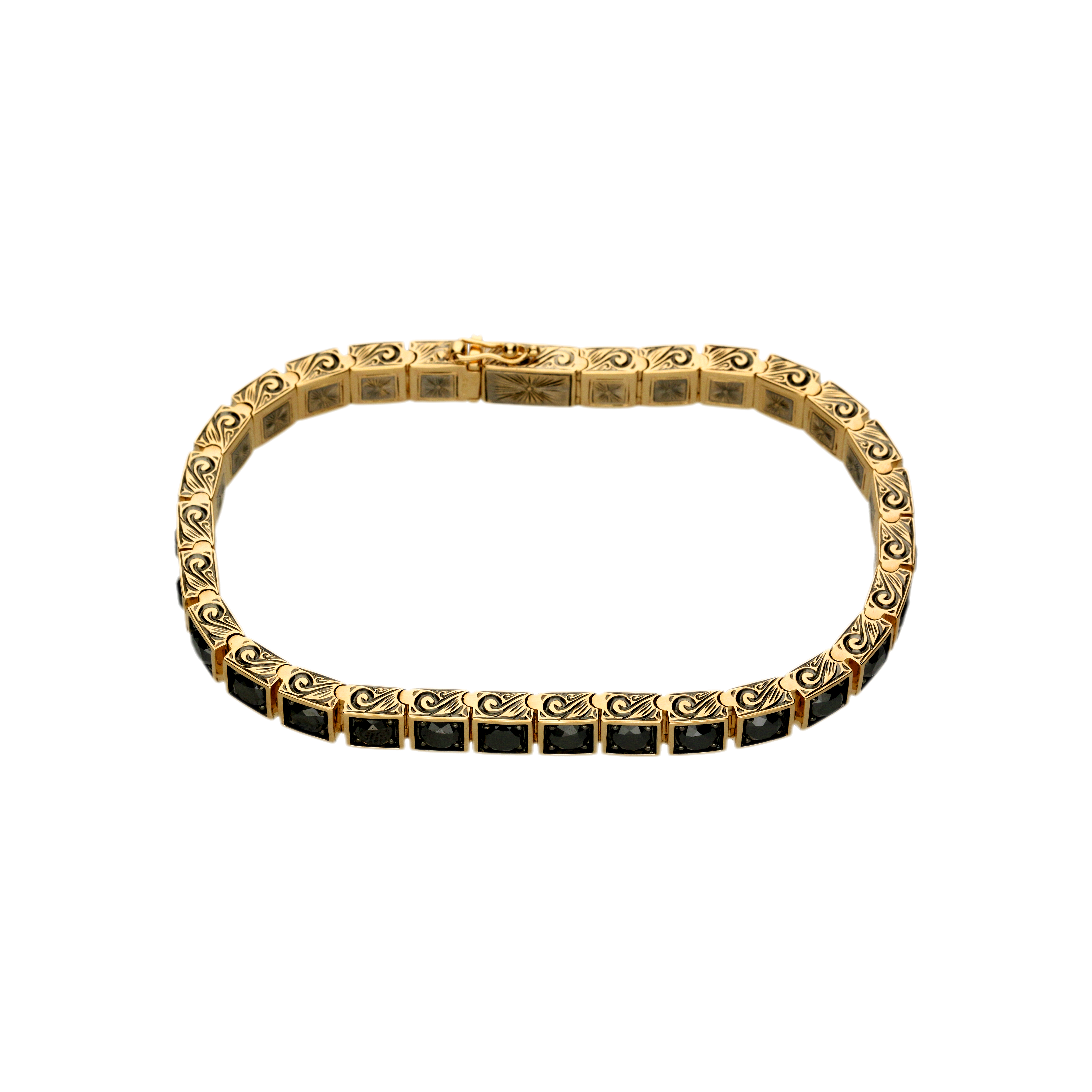 Bartorelli Italian Jewels | Bracciale tennis in oro rosa e diamanti neri con lavorazione a mano laterale e interna - VB26536DKP (2)