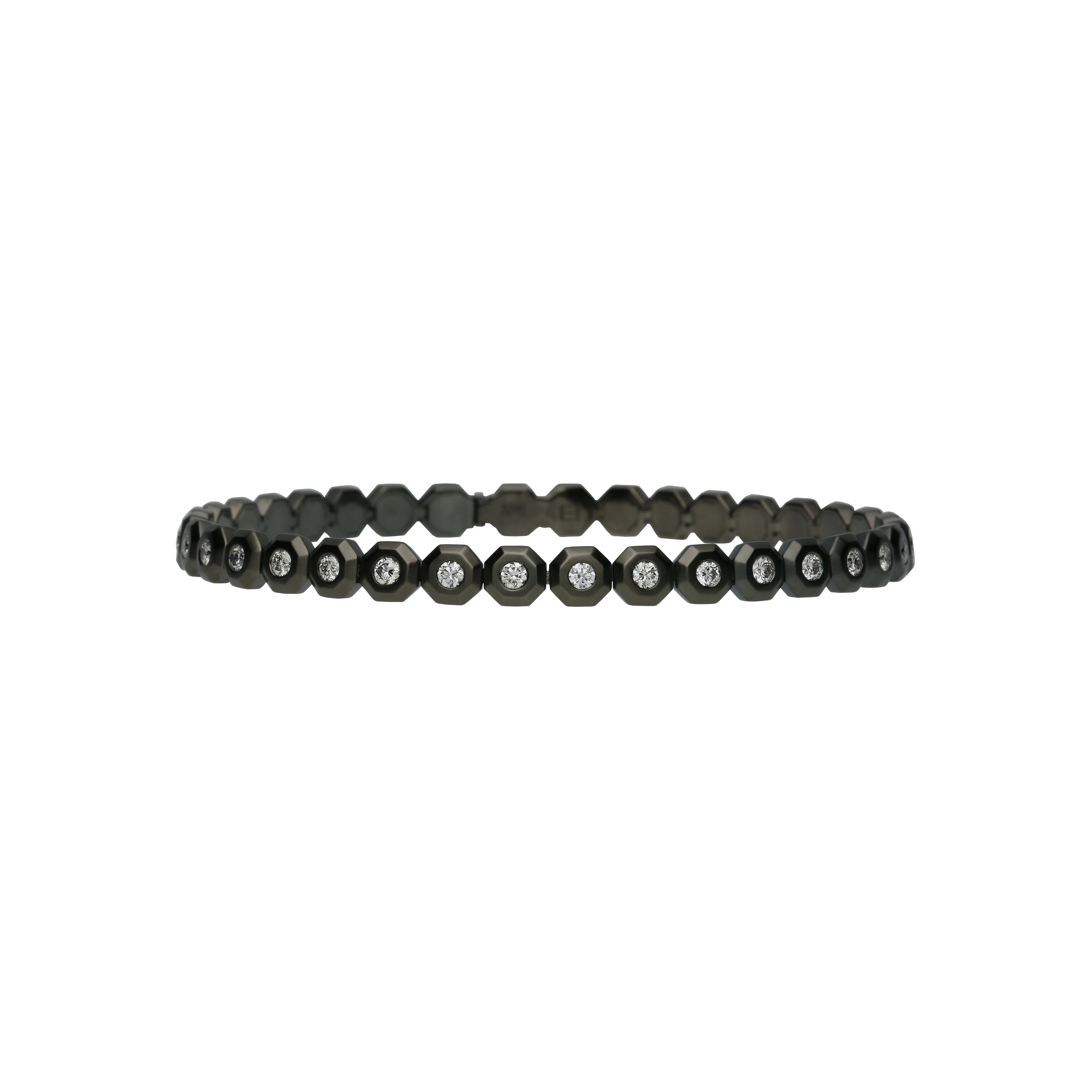 Bartorelli Italian Jewels | BRACCIALE TENNIS OCTAGON IN ORO NERO SATINATO E DIAMANTI BIANCHI - VB27411D19BWS (1)