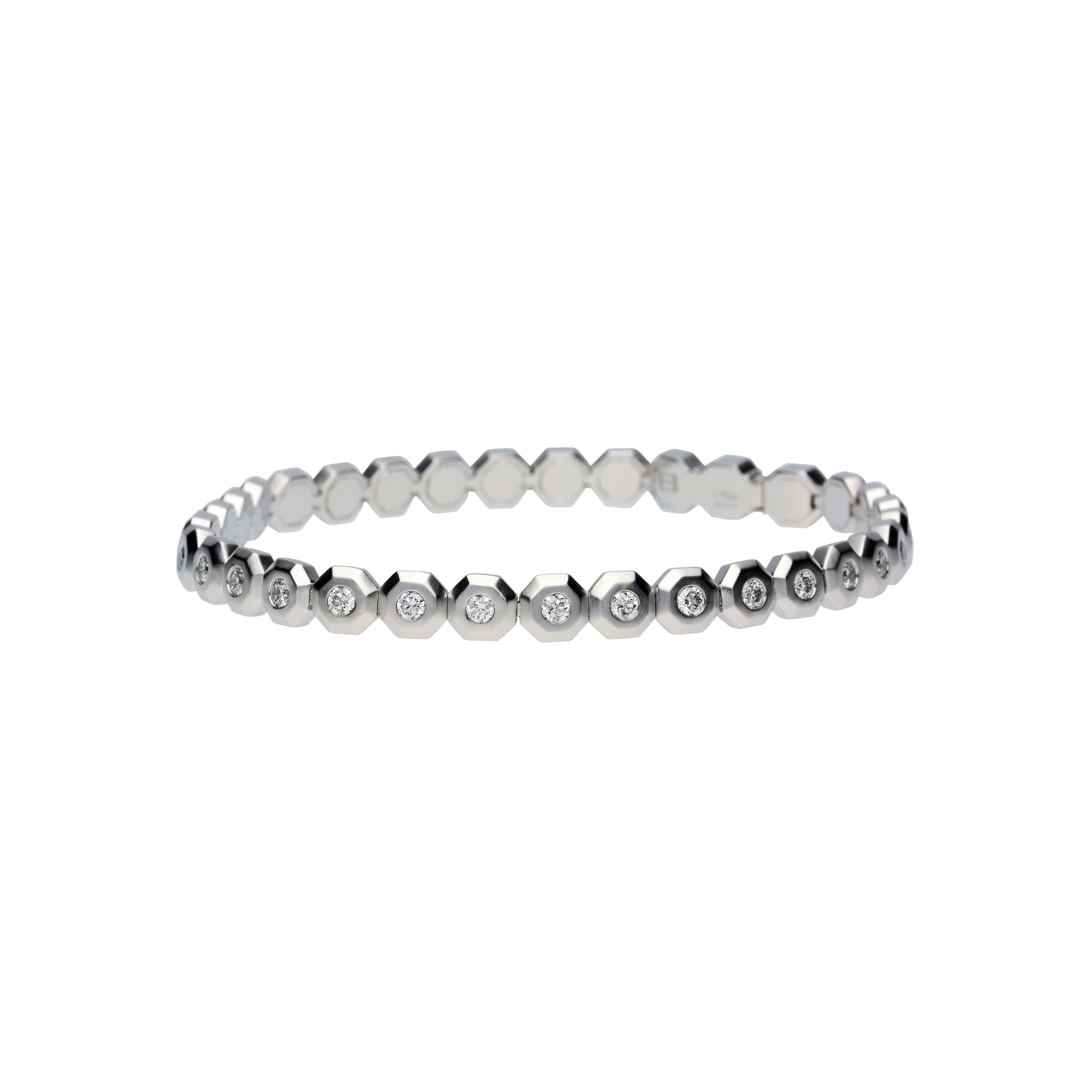 Bartorelli Italian Jewels | BRACCIALE TENNIS OCTAGON IN ORO BIANCO SATINATO E DIAMANTI BIANCHI - VB27411DWS (1)