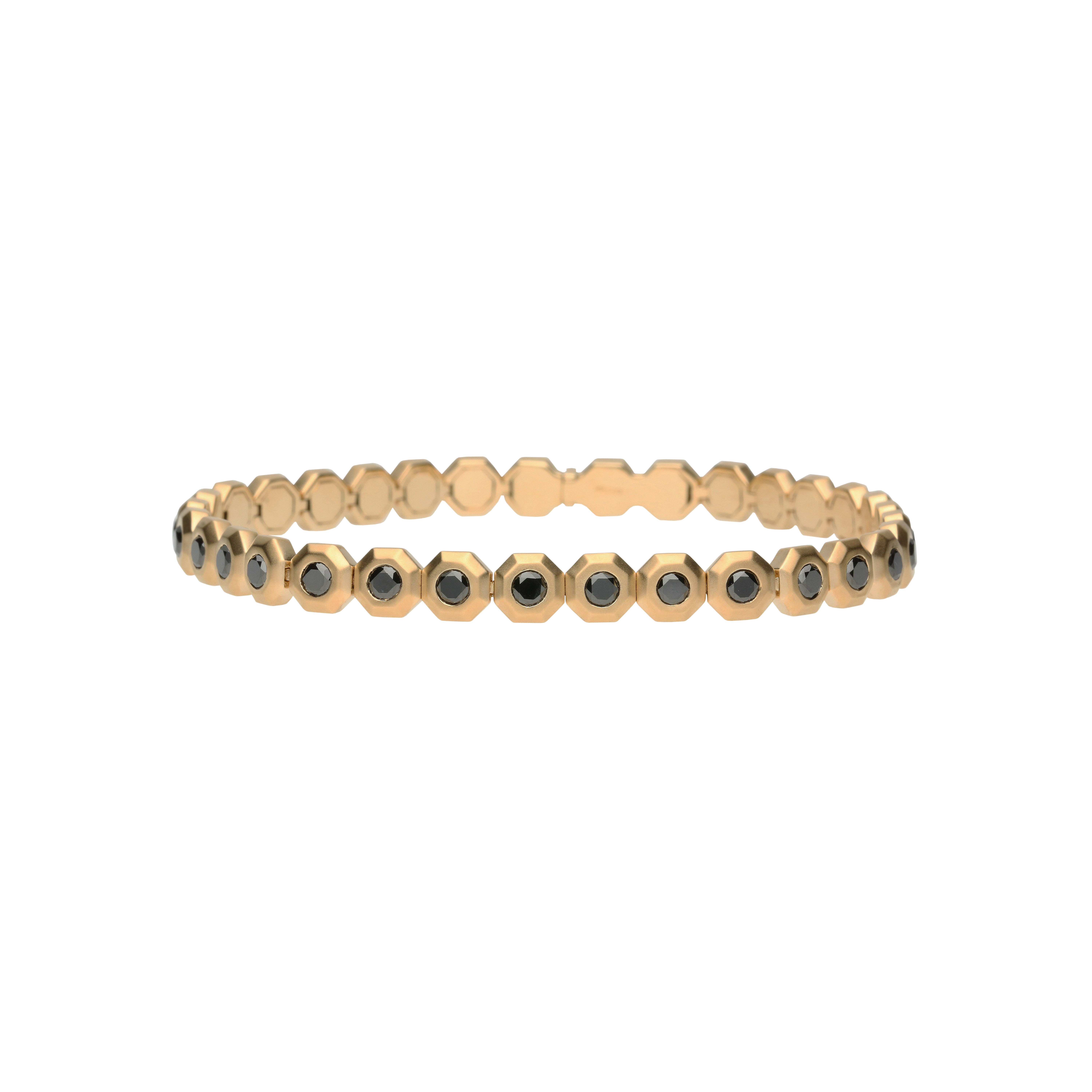 Bartorelli Italian Jewels | BRACCIALE TENNIS OCTAGON IN ORO ROSA SABBIATO E DIAMANTI NERI - VB27412DKPS (1)