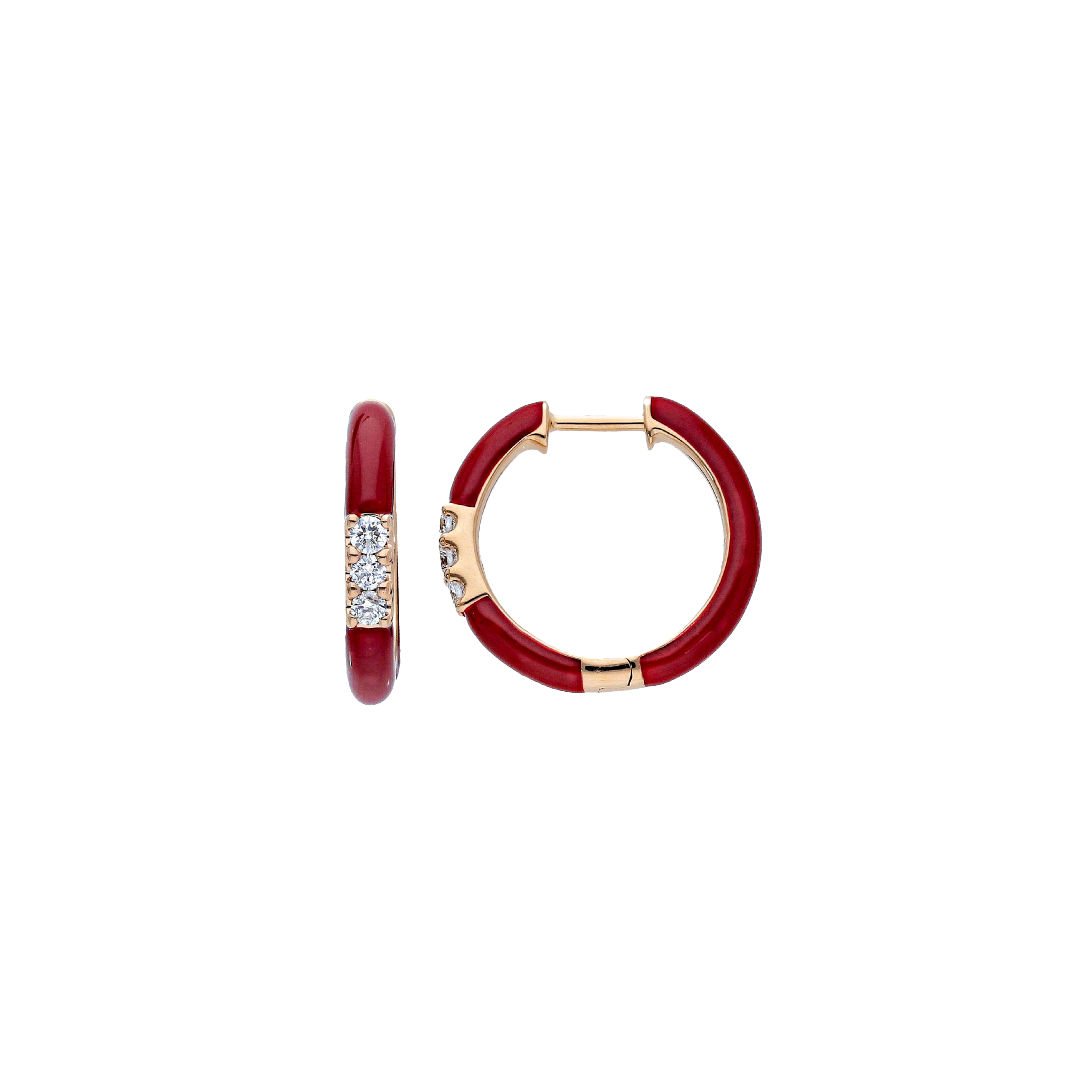 Bartorelli Italian Jewels | ORECCHINI CERCHIO IN ORO ROSA E SMALTO ROSSO CON DIAMANTI - VE21464DERDP (1)