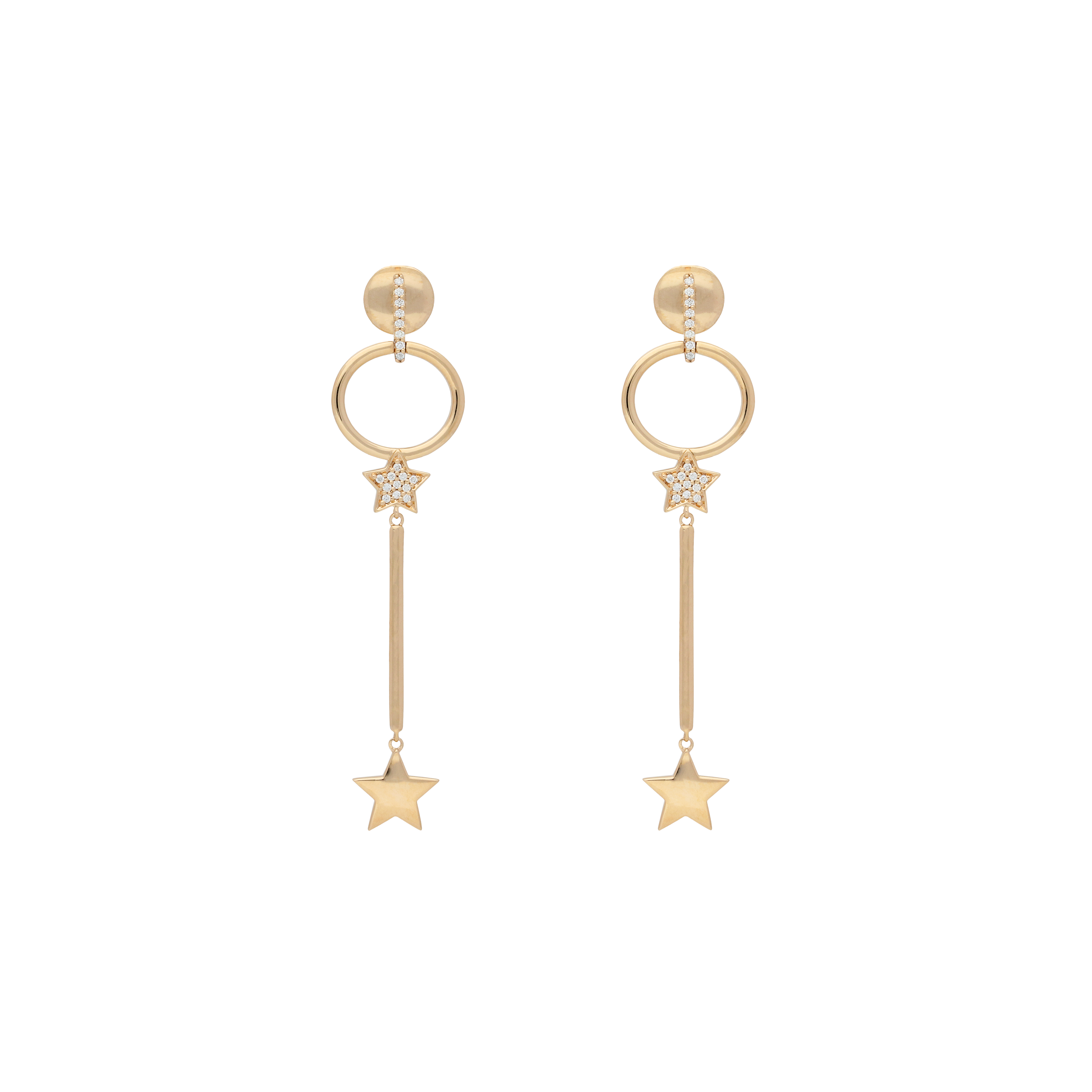 Bartorelli Italian Jewels | ORECCHINI STELLE PENDENTI IN ORO ROSA E DIAMANTI BIANCHI - VE27369DP (1)