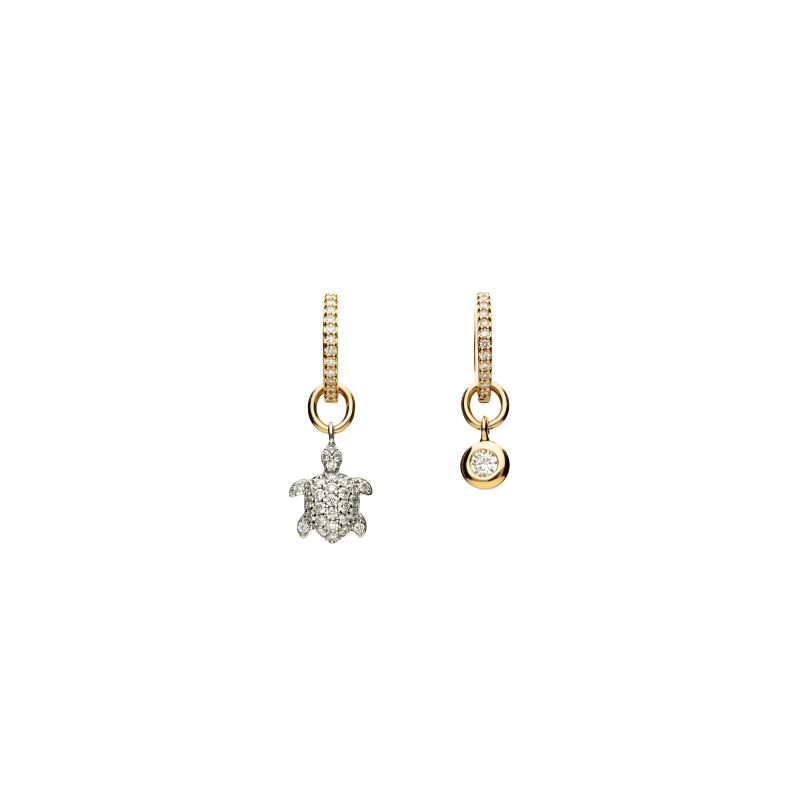 Bartorelli Italian Jewels | ORECCHINI IN ORO ROSA E ORO BIANCO CON PENDENTE TARTARUGA E PAV&Eacute; DI DIAMANTI - VE28289DX (1)